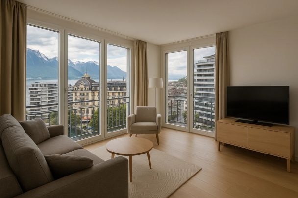 Duplex meublé de 3.5p avec vue partielle au lac - Photo 1