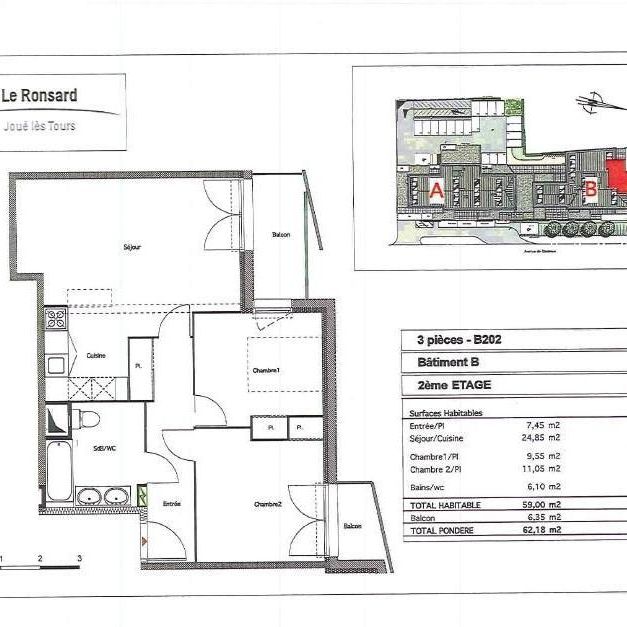 Location Appartement 3 pièces 59m² JOUE LES TOURS 37300 - Photo 2