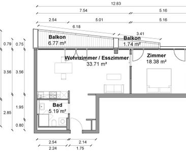 Offen geschnittene 2 Zimmer Wohnung mit ca. 62m² und EBK im Dachges... - Photo 2