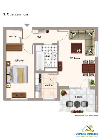 Renovierte 2-Zimmer-Mietwohnung mit Loggia und Duplex-Stellplatz - Foto 2