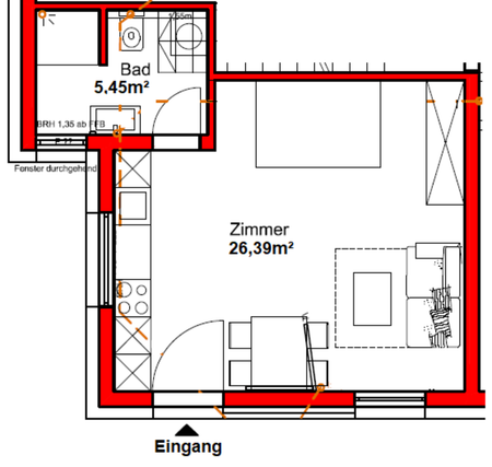 Vollmöblierte 1-Zimmerwohnung mit EBK für Wochenendpendler - Photo 4