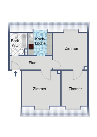 *WBS erforderlich* 3-Zimmer-Wohnung im Dachgeschoss! - Foto 2