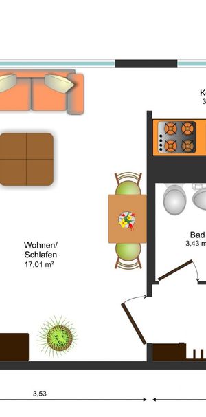 funktionale 1-Raum-Wohnung mit Zeitmietvertrag - Foto 1