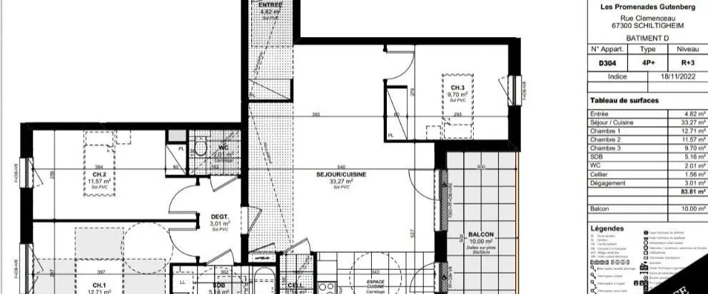 Appartement à louer 4 pièces 83.81m² - Photo 1
