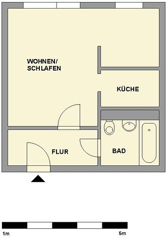 Möblierte 1-Raum-Wohnung mit Badewanne - Foto 4