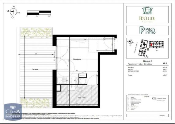 Appartement à louer 1 pièce 21.63m² - Photo 1