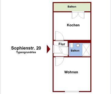 Gemütliche Single Wohnung 1 Raum im EG mit Balkon und Dusche - Photo 1