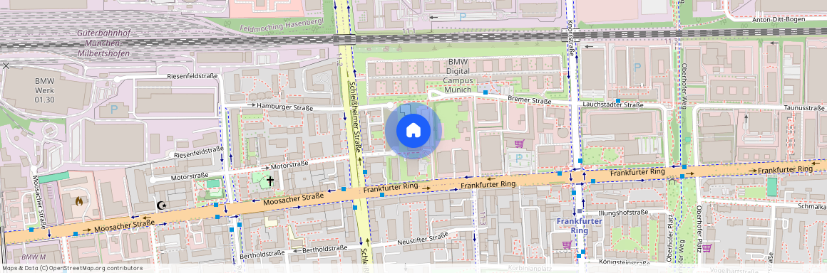 Frankfurter Ring, 80807 München Milbertshofen ca. 5, 5 km north of Munich-center