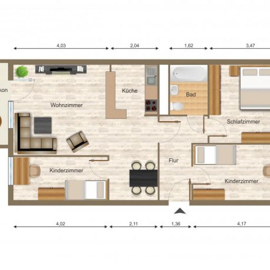 Wohnung, 4 Zimmer (69,02 m²) - Foto 2