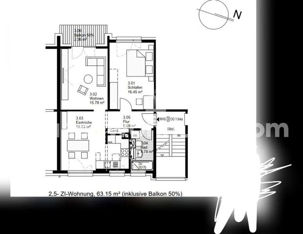 TAUSCHWOHNUNG Helle 2,5-Zimmer-Wohnung mit Balkon - Photo 1