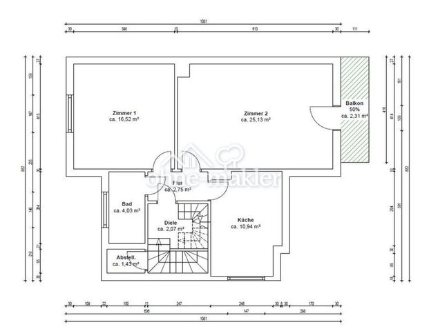 Freundliche 2-Zimmer-Altbau-Wohnung mit Balkon und EBK - Foto 1