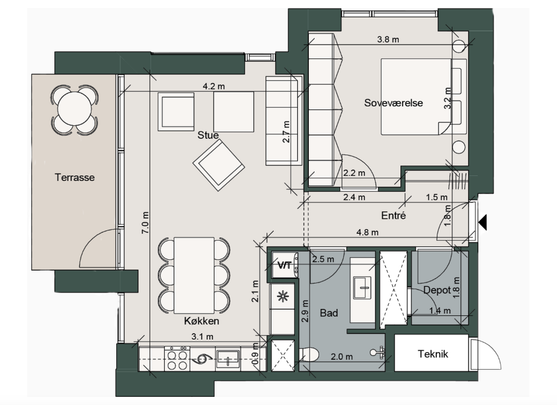 Lækker 2-værelses lejlighed i skønne omgivelser - Foto 1