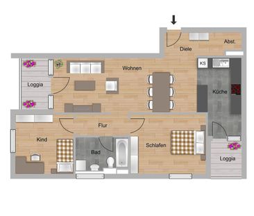 Helle 3-Zimmer-Wohnung mit Balkon, Aufzug und Keller in Darmstadt - Photo 1