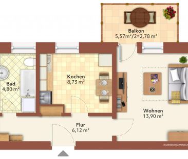 Schöne 1-Raumwohnung mit Balkon zu vermieten! - Photo 4