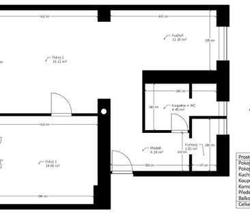 Pronájem bytu 2+kk 56 m² - Fotografie 2