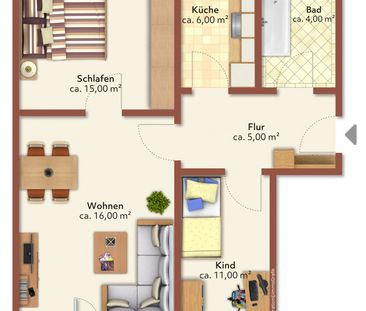 3 Raum-Wohnung mit Balkon - Photo 2