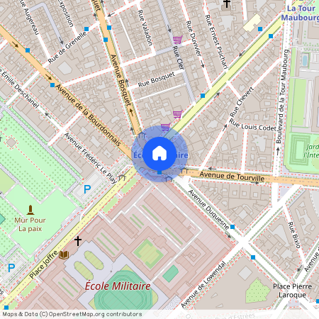 Avenue de Tourville, entre Place de l'Ecole Militaire et Boulevard de la Tour Maubourg 75007 Paris (7e arrondissement)