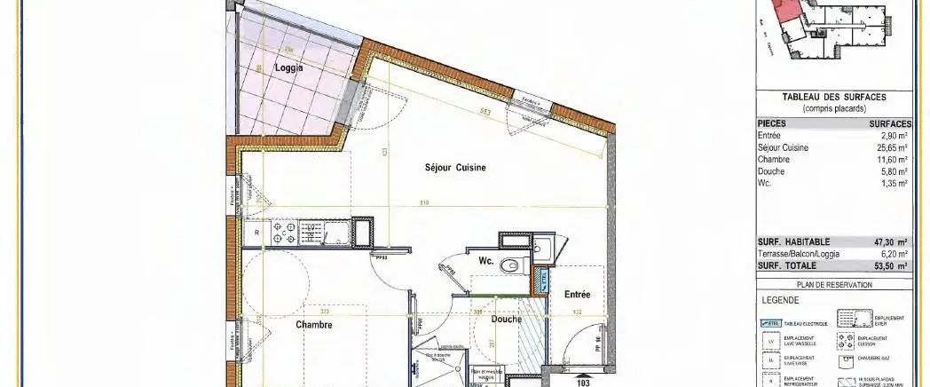 Appartement à louer 2 pièces 47.3m² - Photo 1