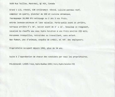 Logement rénovés 5 1/2 à louer 3 chambres fermés - Photo 3