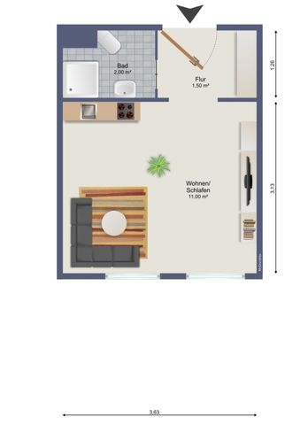 Smart wohnen in Bant: Ideal für Studenten, Azubis & Soldaten - Miniwohnung mit Duschbad & Kochzeile - Photo 3