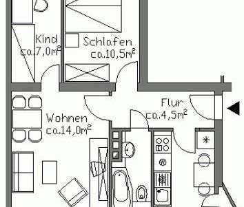 Schicke 2,5-Zimmer-Wohnung mit Tageslichtbad und Balkon - Foto 2