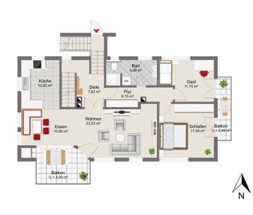 Charmante 3-Zimmer-Wohnung mit zwei Balkonen - 1. OG 1997 neu erric... - Photo 3