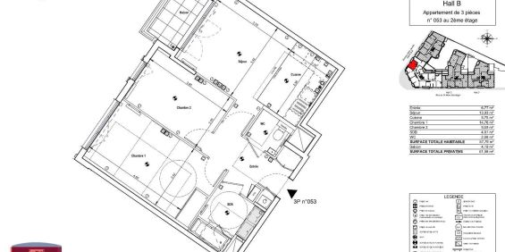 Appartement à louer 3 pièces 57.79m² - Photo 3