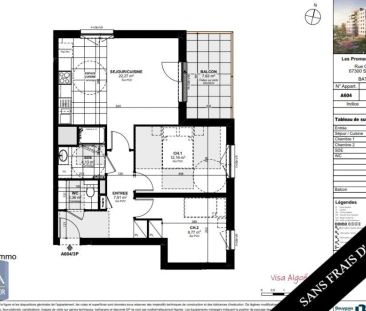 Appartement à louer 3 pièces 58.5m² - Photo 1