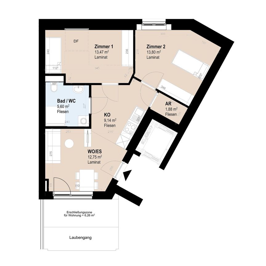 Moderne 3-Zimmer Neubauwohnung im 4. Stock - Foto 2