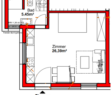 Vollmöblierte 1-Zimmerwohnung mit EBK für Wochenendpendler - Photo 4