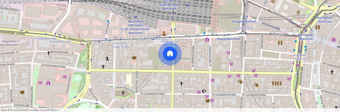 Paul-Heyse-Straße, 80336 München Ludwigsvorstadt ca. 1, 8 km west of Munich-center