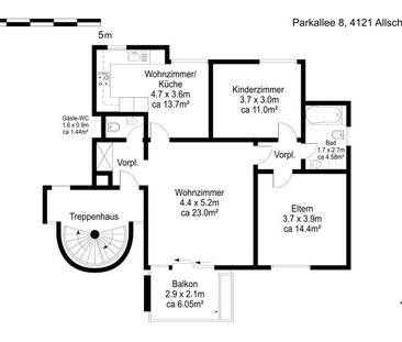 3.5 Zimmer, 83 m², 3. Stock - Foto 2