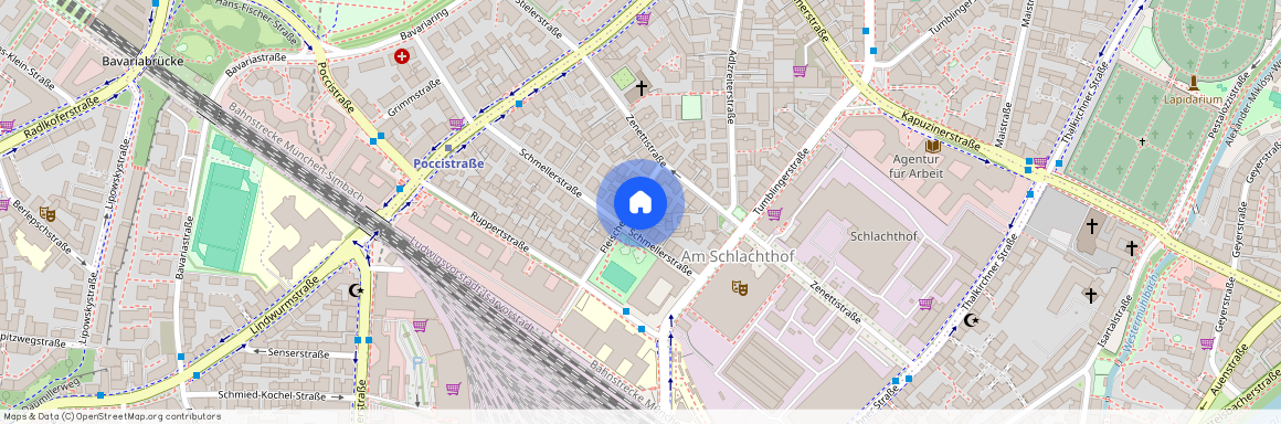 Fleischerstraße, 80337 München Isarvorstadt ca. 2, 5 km south-west of Munich-center