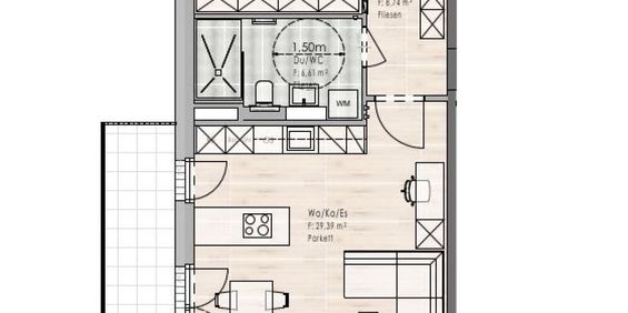 Erstbezug: 2-Zimmer Wohnung im 2. OG mit großem Balkon / Top B12 - Foto 3