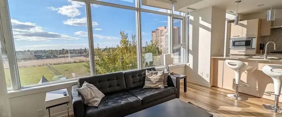 Furnished 2 bedroom 2 bath Bright Corner Condo Century Park with Sunset View | 2612 109 St NW, Edmonton - Photo 1