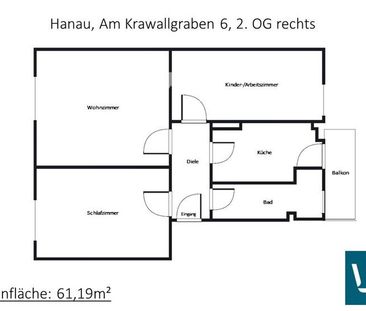 ﻿Schöne 3-Zimmer-Wohnung mit Tageslichtbad und Balkon in Hanau zu vermieten - Photo 3