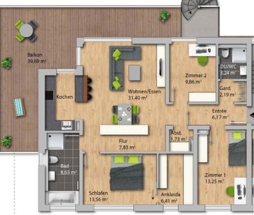 Exklusive Wohnung im Zentrum von Grenzach - 4 Zimmer-Penthouse-Wohnung (3. OG 0.9) - Foto 1