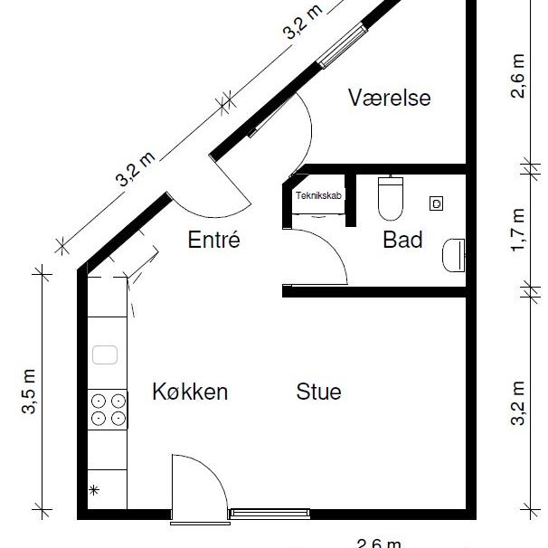 2-værelses studiebolig - Foto 1