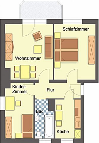 Wohnung, 3 Zimmer (62,4 m²) - Photo 2