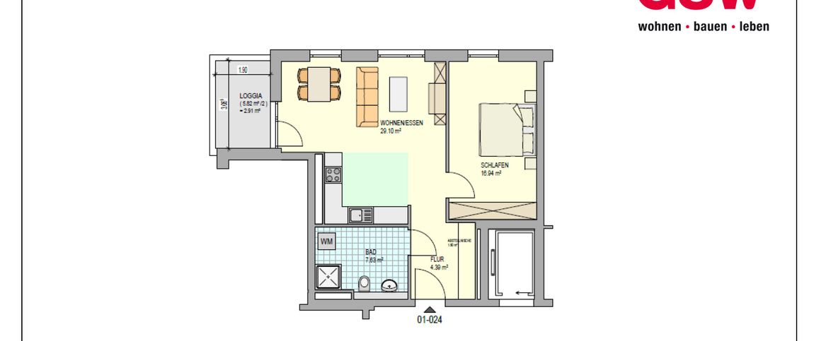 Moderne 2-Zimmerwohnung mit Balkon - Foto 1