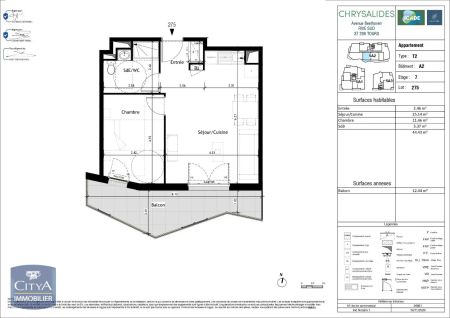Appartement à louer 2 pièces 44.43m² - Photo 5