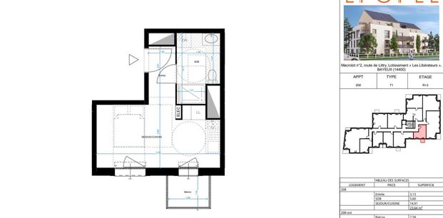 location Appartement T1 DE 23.64m² À BAYEUX - Photo 1