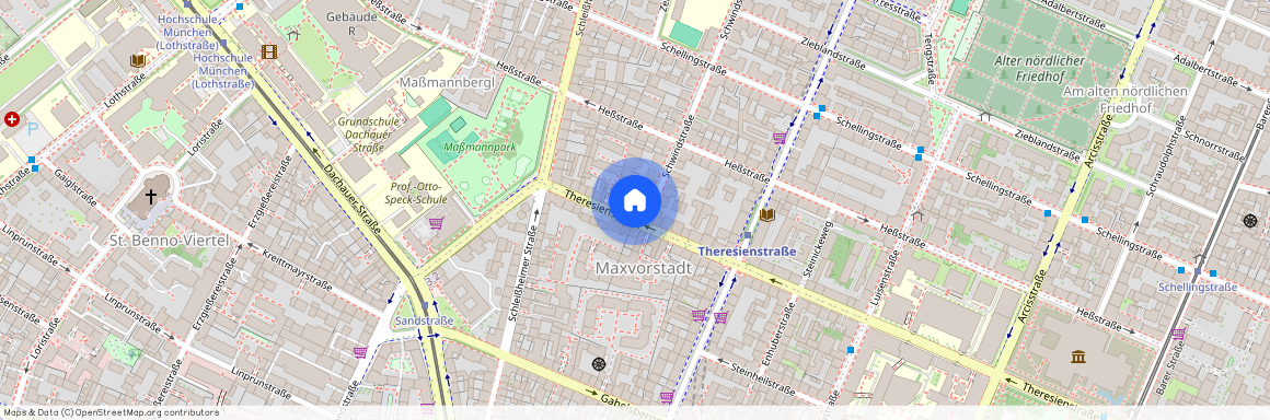 Schwindstraße, 80798 München Maxvorstadt ca. 1, 9 km north-west of Munich-center