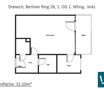 Schöne 1-Zimmer-Wohnung mit Balkon in Dreieich zu vermieten - Foto 2