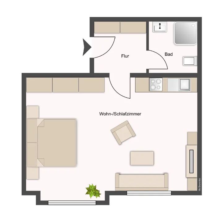 Wohnung zur Miete in Münster Helles Appartment im beliebten Hansaviertel - Photo 1