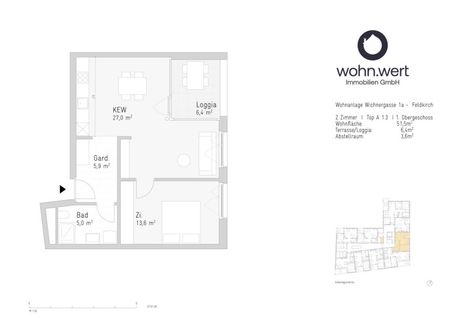 2-Zimmerwohnung am Jahnplatz inmitten von Feldkirch - Erstbezug - zu mieten - Top A1.3 - Photo 2