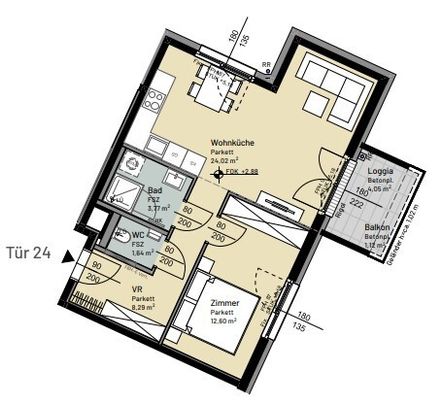 Erstbezug: 2-Zimmer-Wohnung mit Loggia/Balkon - in Grünruhelage in 1210 Wien zu mieten - Photo 1