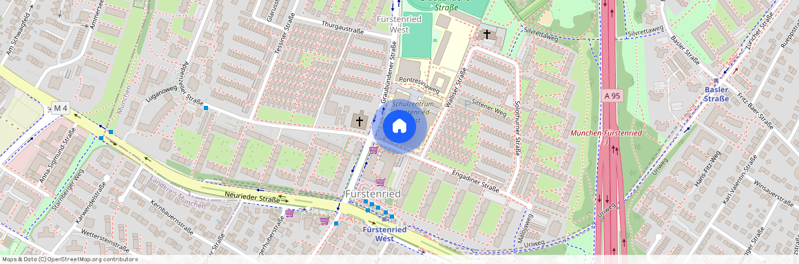 Engadiner Straße, 81475 München Fürstenried ca. 9, 1 km south-west of Munich-center