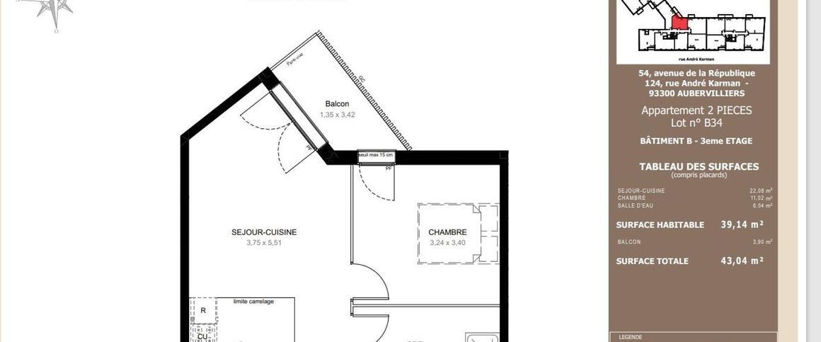 location Appartement T2 DE 39.14m² À AUBERVILIERS - Photo 1