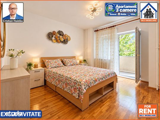 Apartament 3 cam, 2 bai, 3 balc | Renovat, Mobilat | Tribunal - Nerva - Photo 1